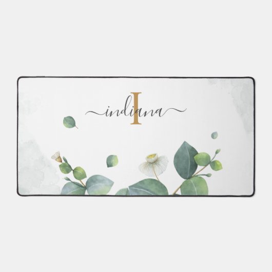 Eucalyptus Greenery Monogram Script Fête de Mariag (Recto)