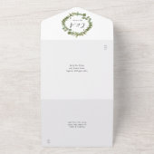 Eucalyptus Greenery Monogram Weddenschap All In One Uitnodiging (Buitenkant)