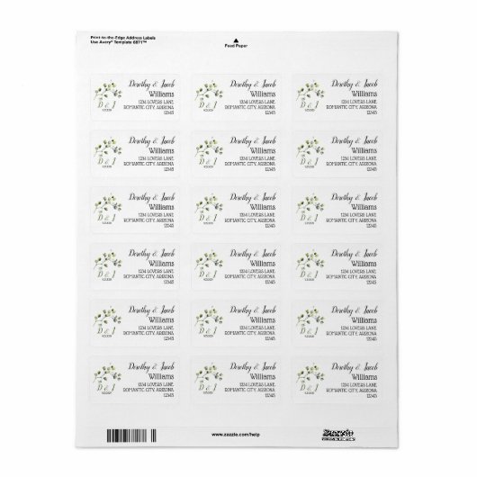 Eucalyptus Greenery Monogram Weddenschap Etiket (Full Sheet)