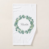 Eucalyptus greenery name script white bad handdoek (Handdoek)
