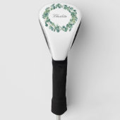 Eucalyptus greenery name script white golfheadcover (Voorkant)