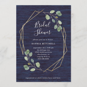 Eucalyptus Greenery Navy Wood Geo Vrijgezellenfe Kaart