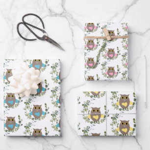 Eucalyptus Greenery Owls Inpakpapier Vel