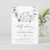 Eucalyptus Greenery Peanut Elephant Baby shower Kaart (Staand voorkant)