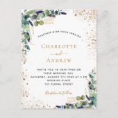 Eucalyptus greenery QR code RSVP bruiloft Uitnodiging Briefkaart (Voorkant)