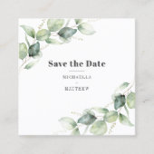 Eucalyptus Greenery QR Code Save the Date Kaart Vierkante Visitekaartje (Voorkant)