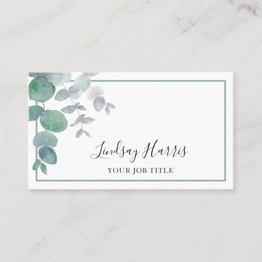 Eucalyptus Greenery QR Code Visitekaartje (Voorkant)