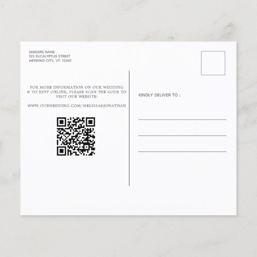 Eucalyptus Greenery QR Code Weddenschap sparen de  (Achterkant)