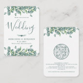 Eucalyptus Greenery QR Code Weddenschap Visitekaartje (Voorkant / Achterkant)