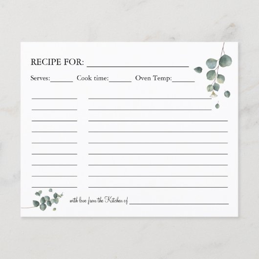 Eucalyptus greenery Recipcard Flyer (Voorkant)
