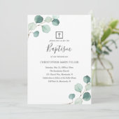 Eucalyptus Greenery Religieuze Elegant Baptisme Kaart (Staand voorkant)