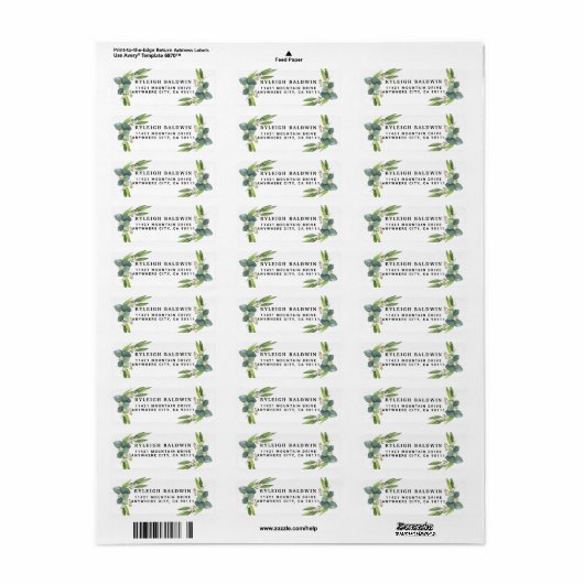 Eucalyptus Greenery Return Address Label (Full Sheet)