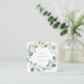 Eucalyptus Greenery Roos Gold Elegant Vierkante Visitekaartje (Staand voorkant)
