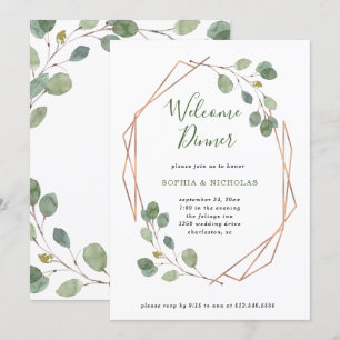 Eucalyptus Greenery Roos Gold Geo Welkomstdiner Kaart