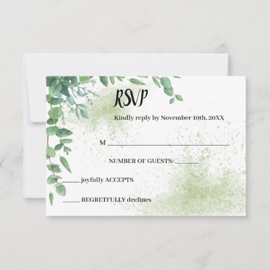Eucalyptus Greenery RSVP Wedding Response Kaart (Voorkant)
