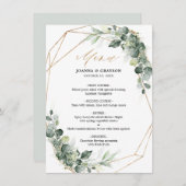 Eucalyptus Greenery Rustic Geometric Wedding Menu (Voorkant / Achterkant)
