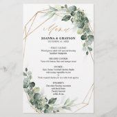 Eucalyptus Greenery Rustic Geometric Wedding Menu (Voorkant)