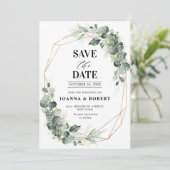 Eucalyptus Greenery Rustic Geometric Wedding Save The Date (Staand voorkant)