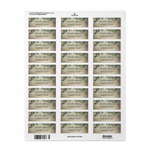 Eucalyptus Greenery Rustic Wedding Etiket (Full Sheet)