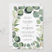 Eucalyptus Greenery Rustic Wedding Invitation Kaart (Voorkant)