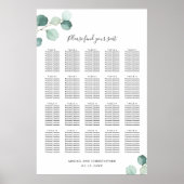 Eucalyptus Greenery Rustic Wedding Seding Chart Poster (Voorkant)