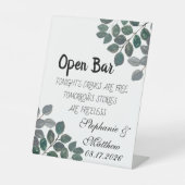 Eucalyptus Greenery Rustiek Open Bar Reclamebord Met Voetstuk (Voorkant)