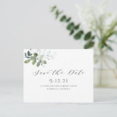 Eucalyptus Greenery Save the Date Wedding Aankondigingskaart (Staand voorkant)