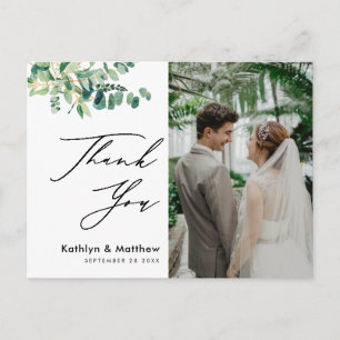 Eucalyptus Greenery Script Photo Weddenschap Bedan Briefkaart