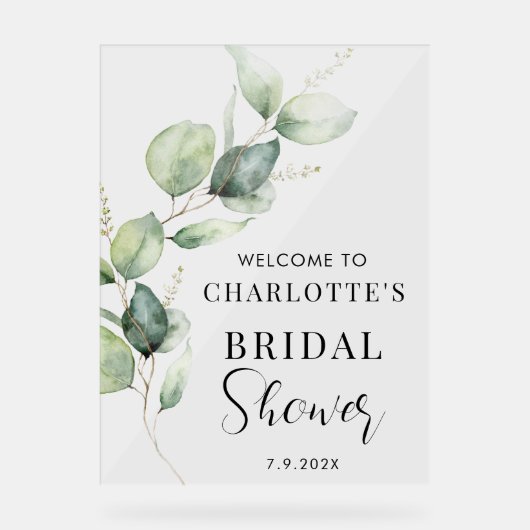 Eucalyptus Greenery Script Vrijgezellenfeest Welko Acryl Bord (Voorkant)