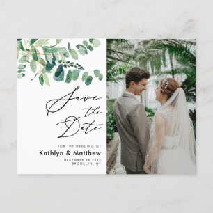 Eucalyptus Greenery Script Weddenschap bewaart de Aankondigingskaart
