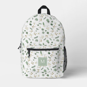 Eucalyptus Greenery Silver Dollar Monogrammed Bedrukte Rugzak
