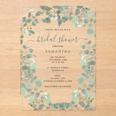 Eucalyptus Greenery Silver Dollar Vrijgezellenfees Acryl Uitnodigingen (Voorkant)