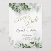 Eucalyptus Greenery slaat de datum op Save The Date (Voorkant / Achterkant)