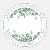 Eucalyptus Greenery Spread Love not Germs Wedding Ronde Sticker (Voorkant)