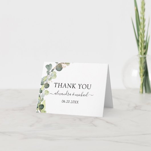 Eucalyptus Greenery Succulent Elegant Hartelijk da Bedankkaart (Voorkant)