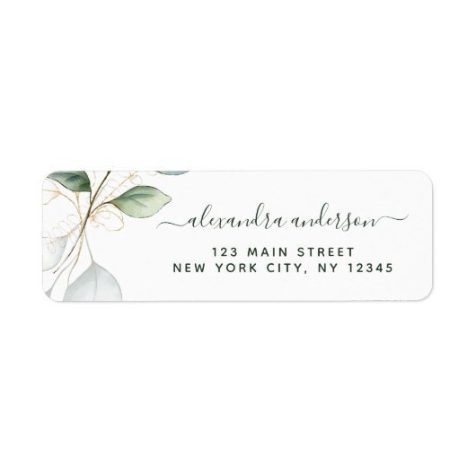 Eucalyptus Greenery Succulent Elegant Wedding Etiket (Voorkant)