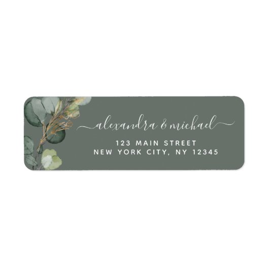 Eucalyptus Greenery Succulent Elegant Wedding Labe Etiket (Voorkant)