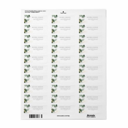 Eucalyptus Greenery Succulent Etiket (Full Sheet)