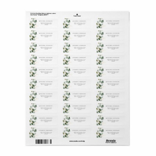 Eucalyptus Greenery Succulent Label (Full Sheet)