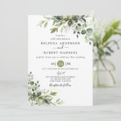 Eucalyptus Greenery Succulent Wedding Kaart (Staand voorkant)