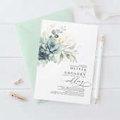 Eucalyptus Greenery Succulents and Gold Wedding Kaart