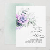 Eucalyptus Greenery Succulents and Silver Wedding Kaart (Voorkant / Achterkant)