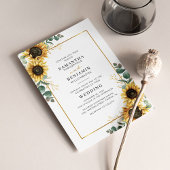 Eucalyptus Greenery Sunflower Geometric Wedding Kaart