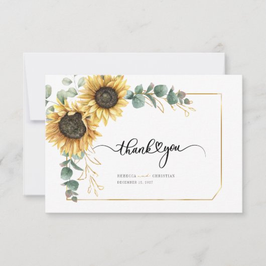 Eucalyptus Greenery Sunflower Succulent Bedankkaart (Voorkant)
