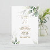 Eucalyptus Greenery Table Number 10 Seating Chart Kaart (Staand voorkant)