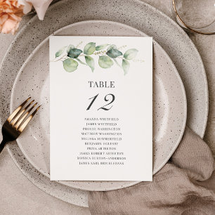 Eucalyptus Greenery Table Number 12 Seating Chart Kaart