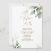 Eucalyptus Greenery Table Number 13 Seating Chart Kaart (Voorkant)