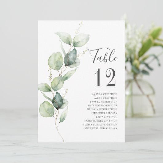 Eucalyptus Greenery Table Number Weddenschap Kaart (Staand voorkant)