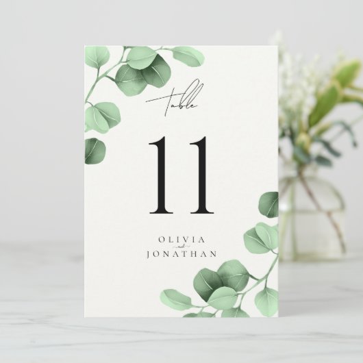 Eucalyptus Greenery Trouwtafelnummers (Staand voorkant)