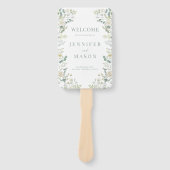 Eucalyptus Greenery verlaat het huwelijksprogramma Handwaaier (Voorkant)